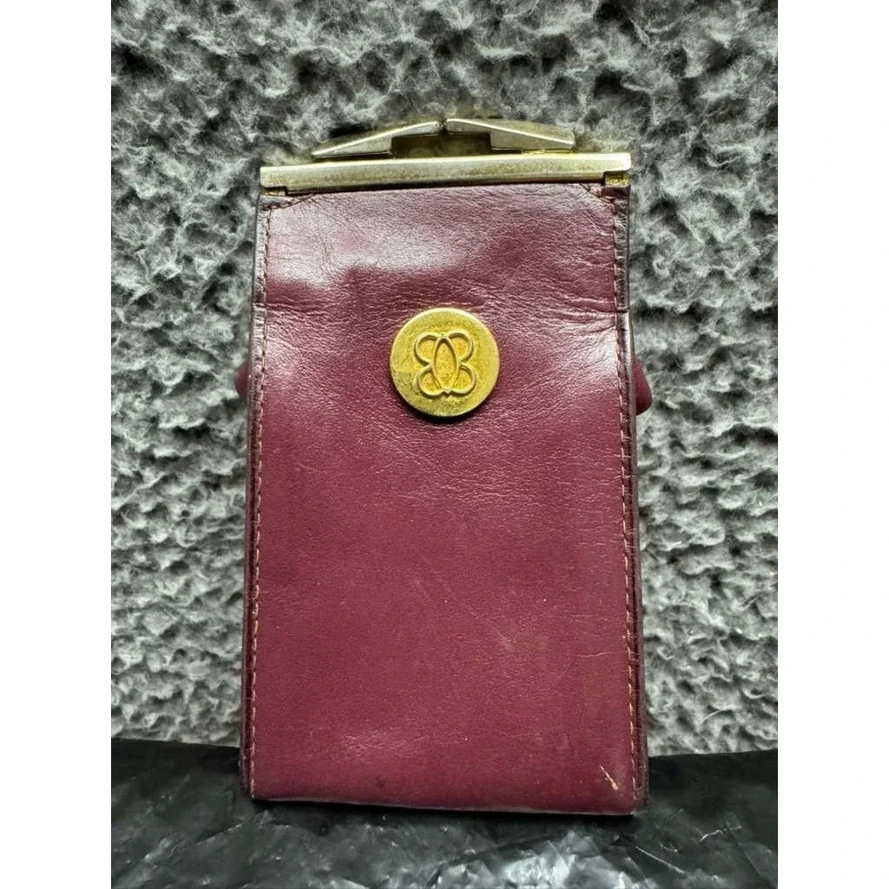 Vintage Lady Bosca Embossed Full Grain Hide Leather Cigarette Case Burgundy‎
